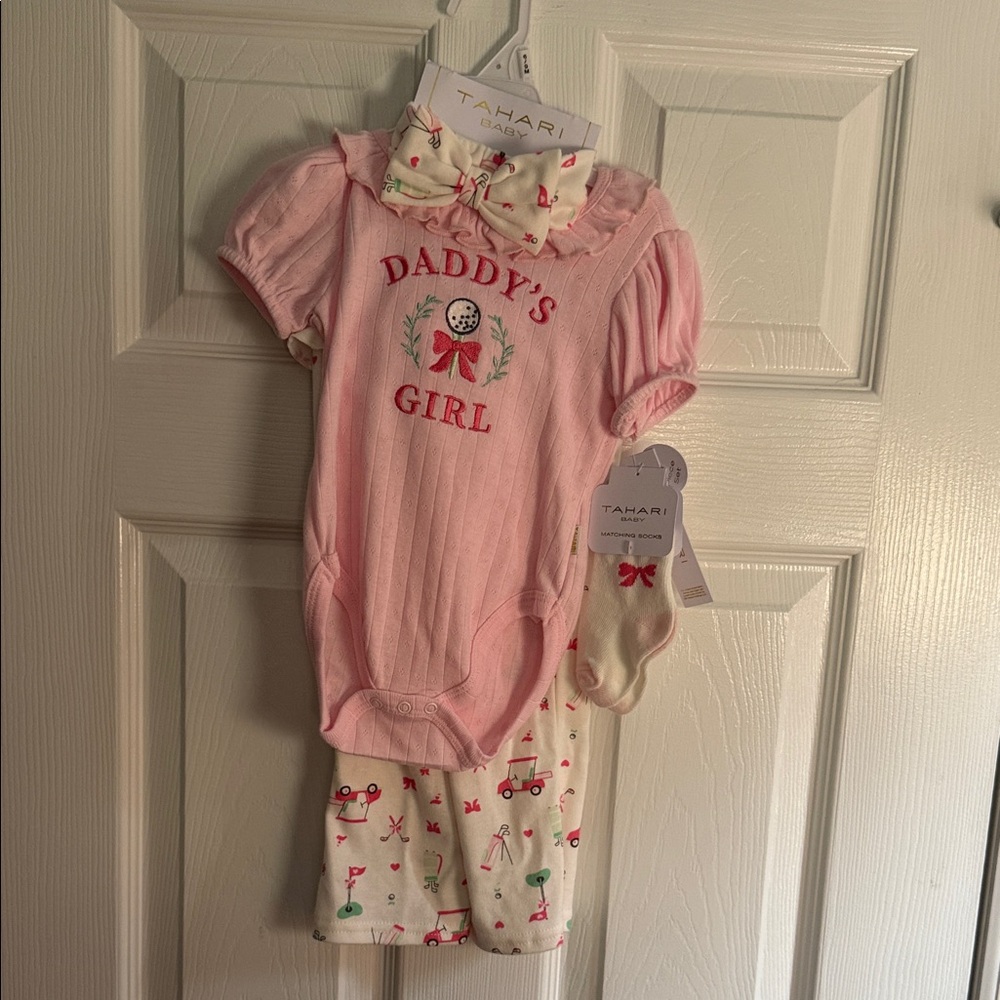 Tahari Pink "Daddy's Girl" Short-Sleeve Pajama Set with Cream Accents
